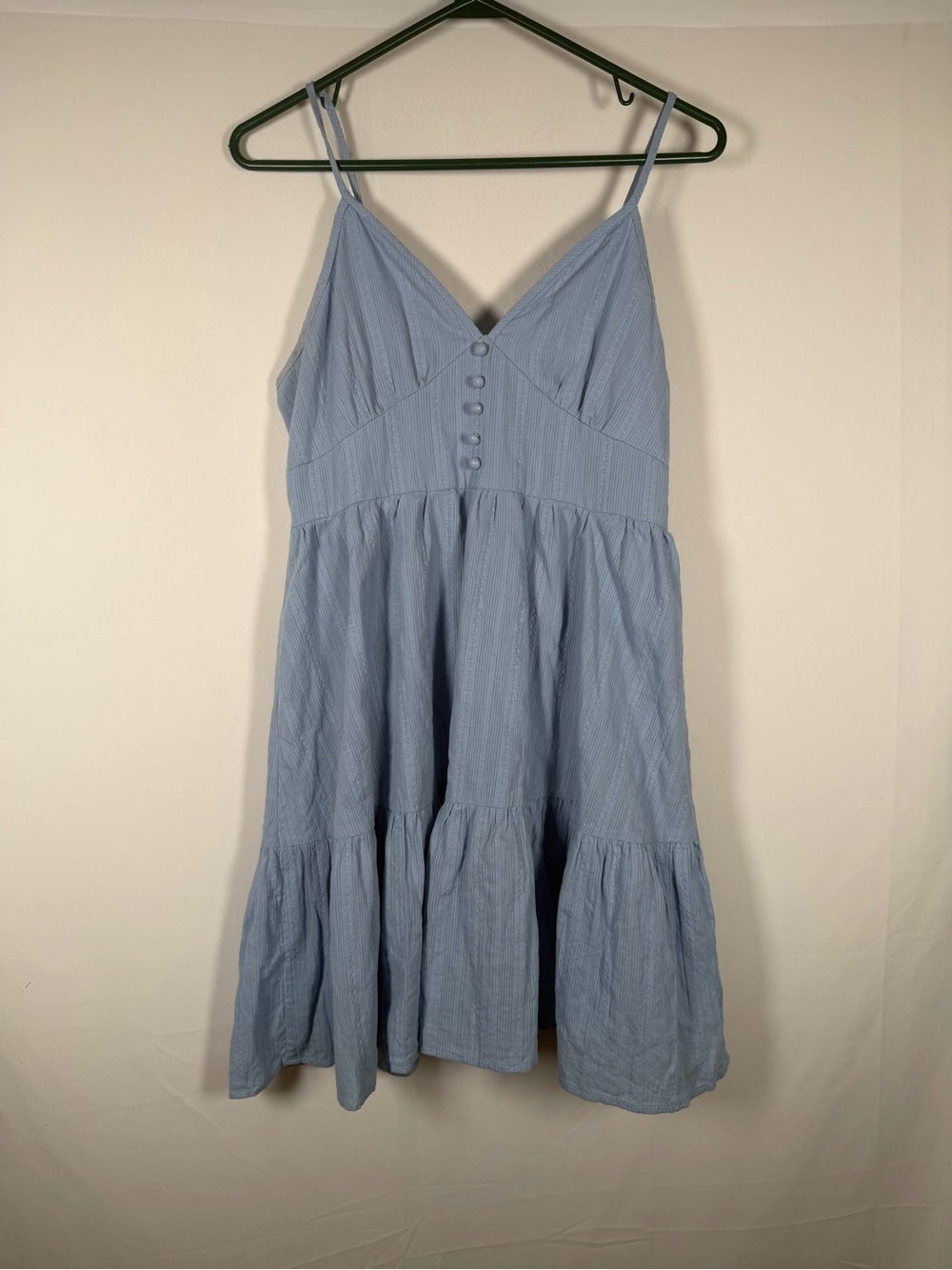 Powder Blue Boho Western Tiered Babydoll Dress